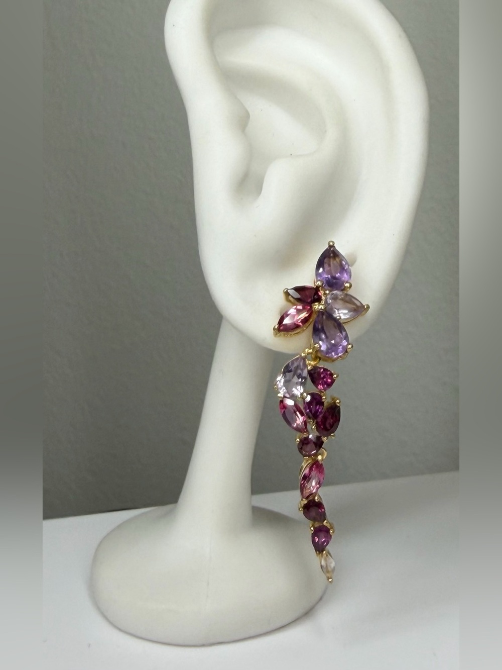 Gold-Tone Purple & Pink Crystal Drop Earrings - Women Jewelry